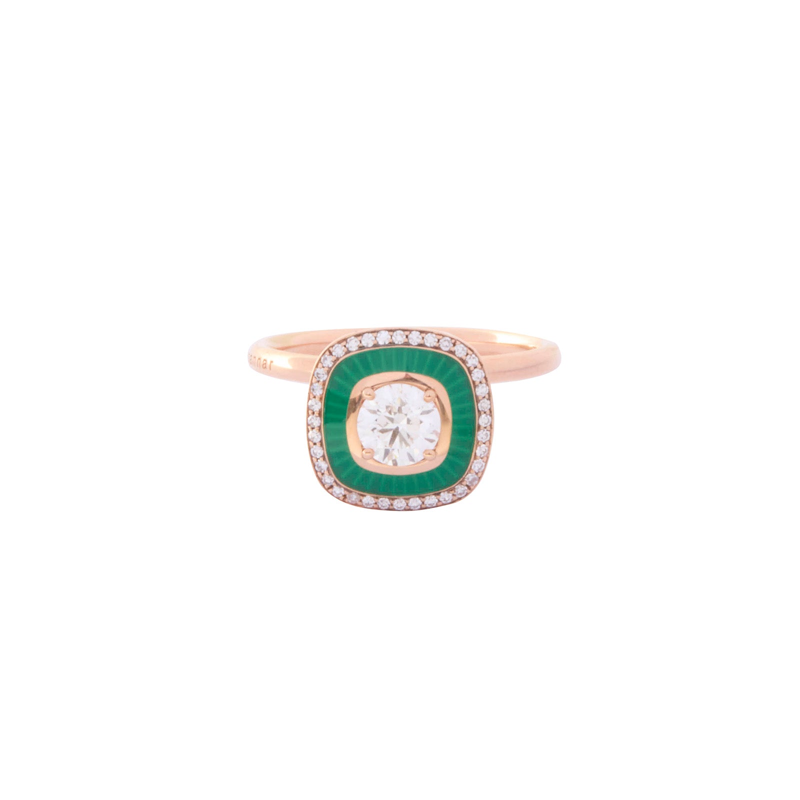 Selim Mouzannar Mina Square Diamond Ring - Green Enamel - Rings - Broken English Jewelry
