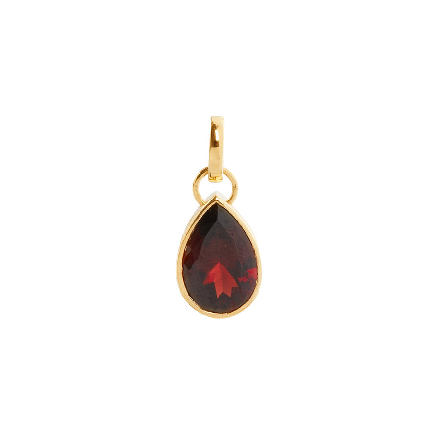 Foundrae Large Forever and Always a Pair Pear Pendant - Garnet - Charms & Pendants - Broken English Jewelry front view