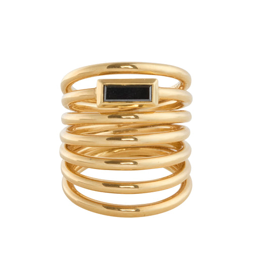 Baguette Cut Black Diamond Helics VII Ring - Main Img