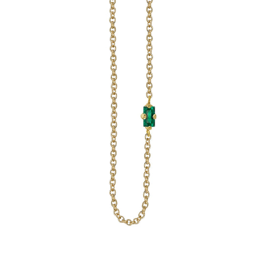 Emerald Baguette Floating Necklace - Main Img