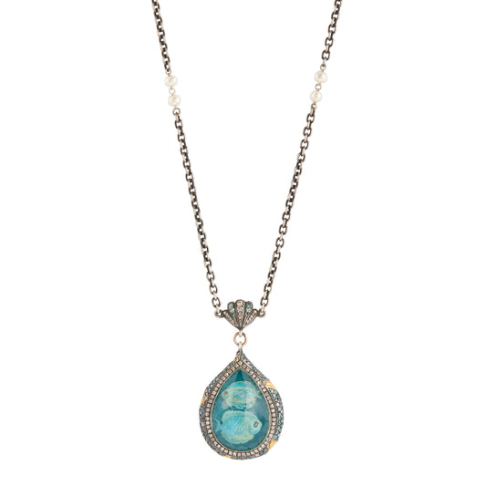 Reverse Carved 2 Fishes Pendant Necklace - Main Img