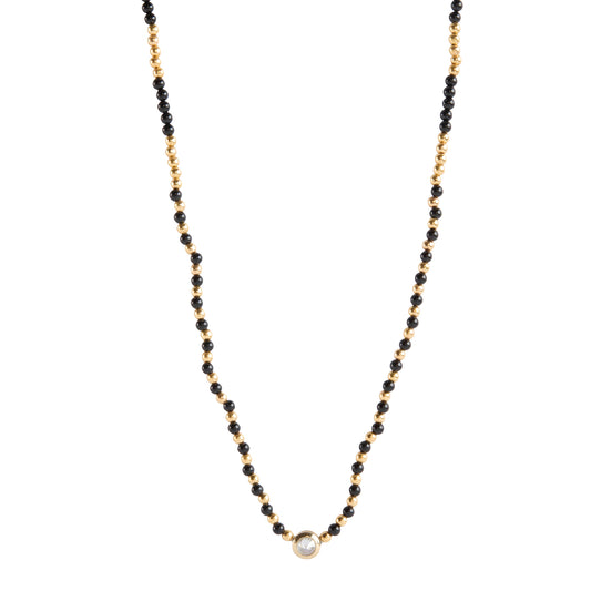 Onyx and Diamond Beaded Necklace - Main Img