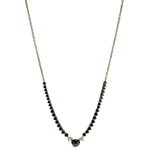 Black and White Heart Pendant Necklace - Main Img