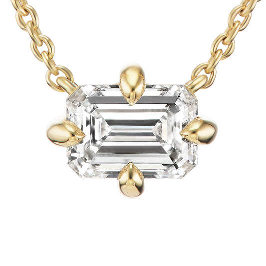 Emerald Cut Diamond Prong Necklace