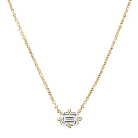 Emerald Cut Diamond Prong Necklace - Main Img