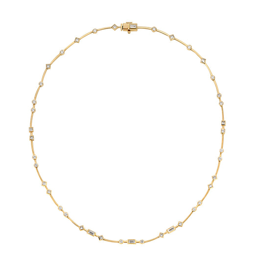 Full Cut Emerald Bar Necklace - Main Img