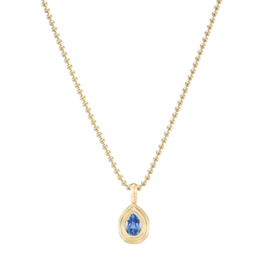Pear Sapphire Mini Bezel Necklace - Main Img