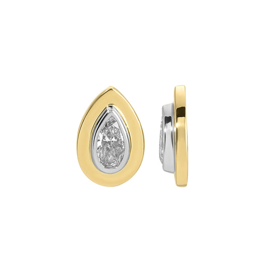 Bezel Pear Studs