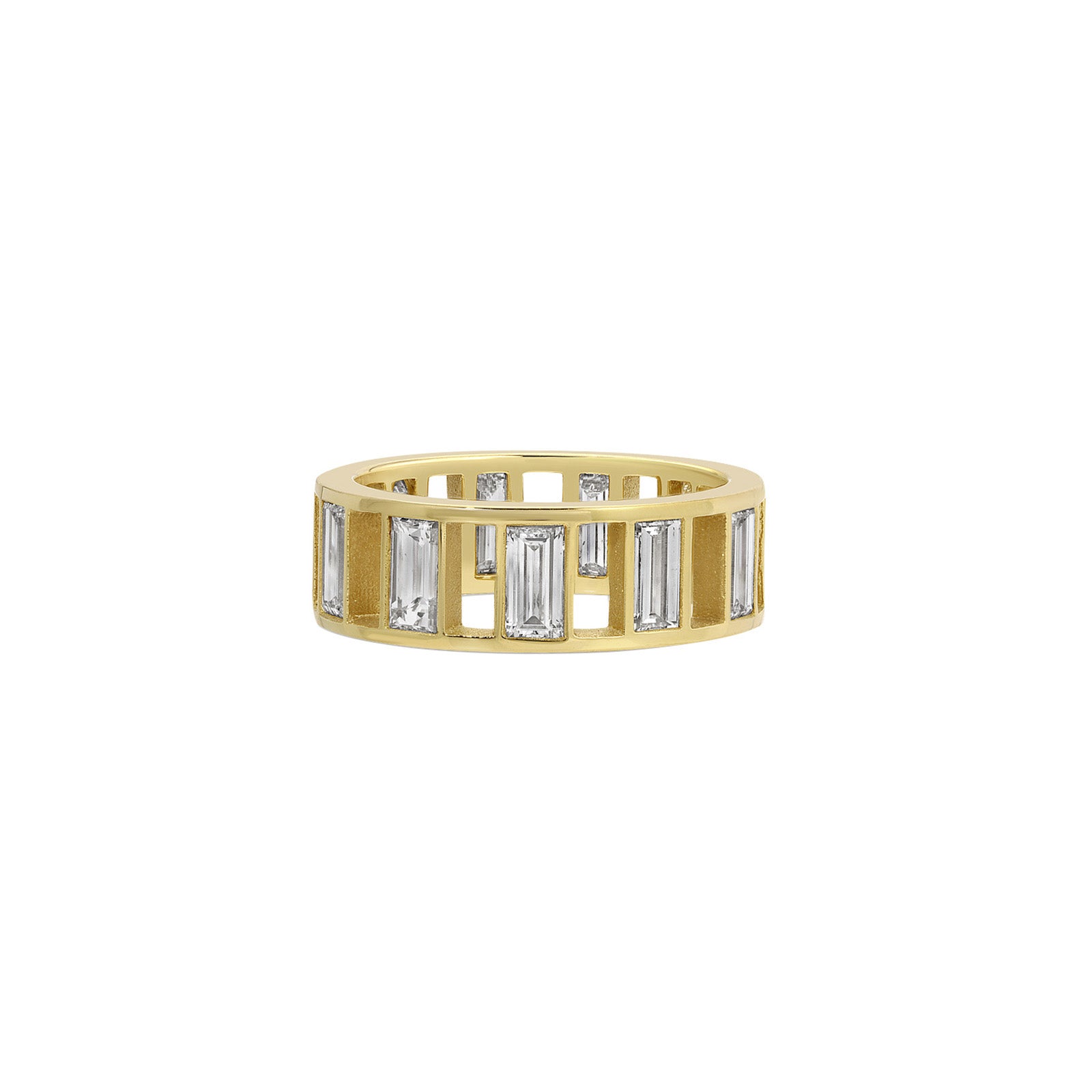Nancy Newberg Baguette Diamond Open Spaced Band - Rings - Broken English Jewelry