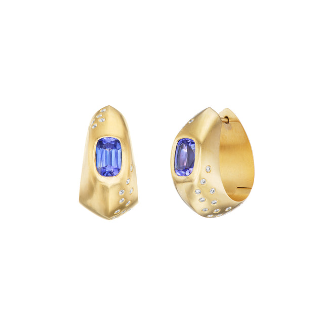 Hinged Hoop Tanzanite & Diamond Earrings