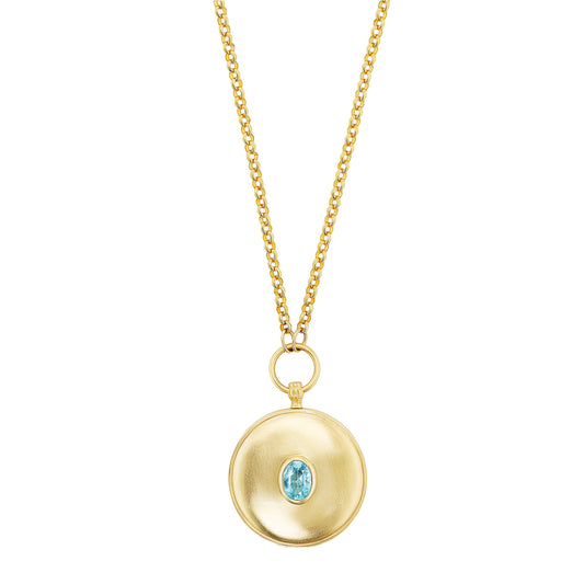 Blue Tourmaline Timekeeper Locket Necklace - Main Img