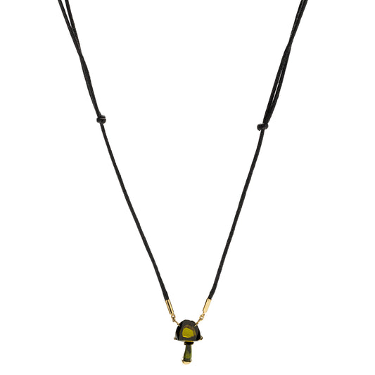Green Tourmaline Mushroom Pendant Necklace - Main Img