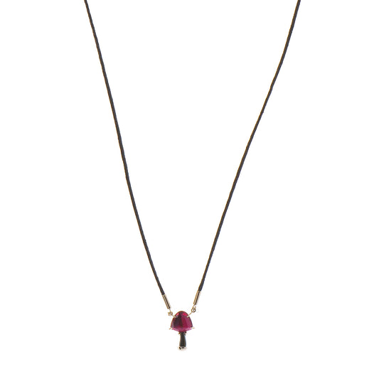 Rubellite Mushroom Pendant Necklace