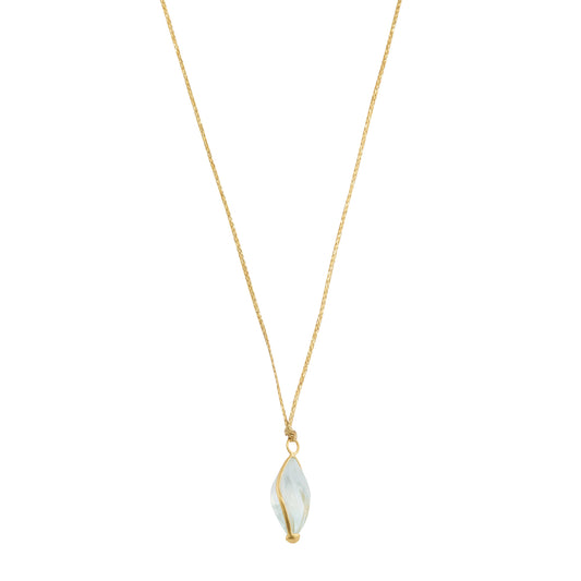 Aquamarine Ribbon Set Pendant Necklace
