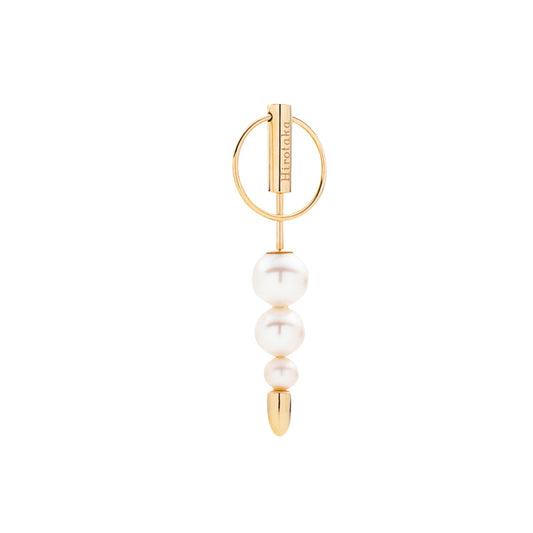 Small Pearl Back Spear Puncture Hoop Earring - Main Img