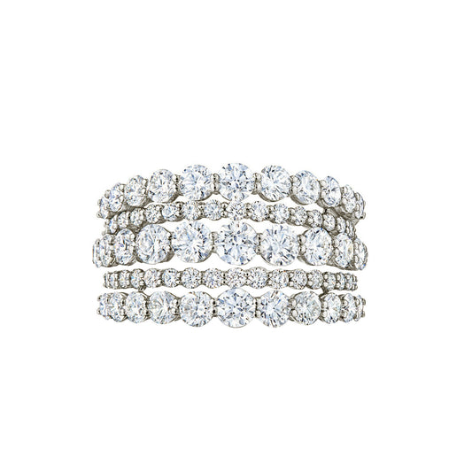 Lyric Five Row Diamond Ring - White Gold - Main Img