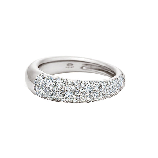 Cobblestone Band Ring with Pavé Diamonds - White Gold - Main Img