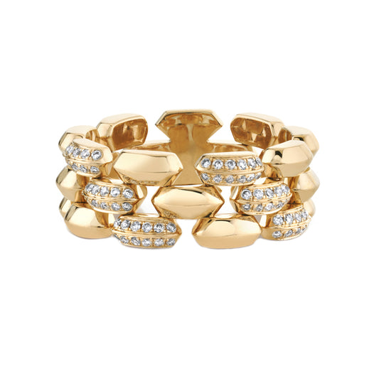 Pave Diamond 3 Row Cleo Ring - Main Img