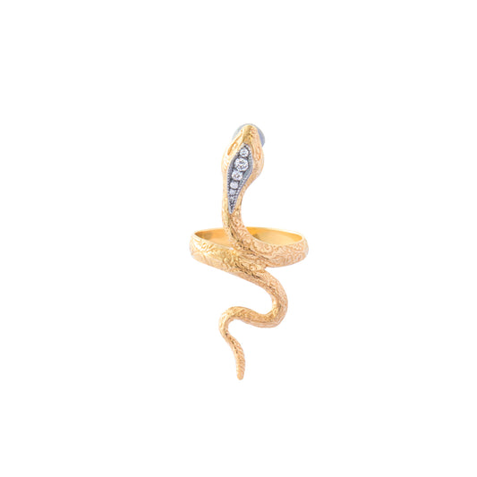 Snake Ring - White and Black Diamond - Main Img