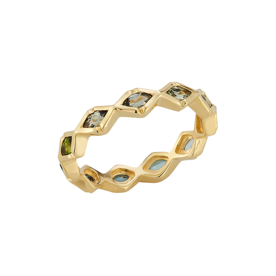 Ark Ecstasy Dreamscapes Stacking Ring - Green Tourmaline - Rings - Broken English Jewelry, front angled view