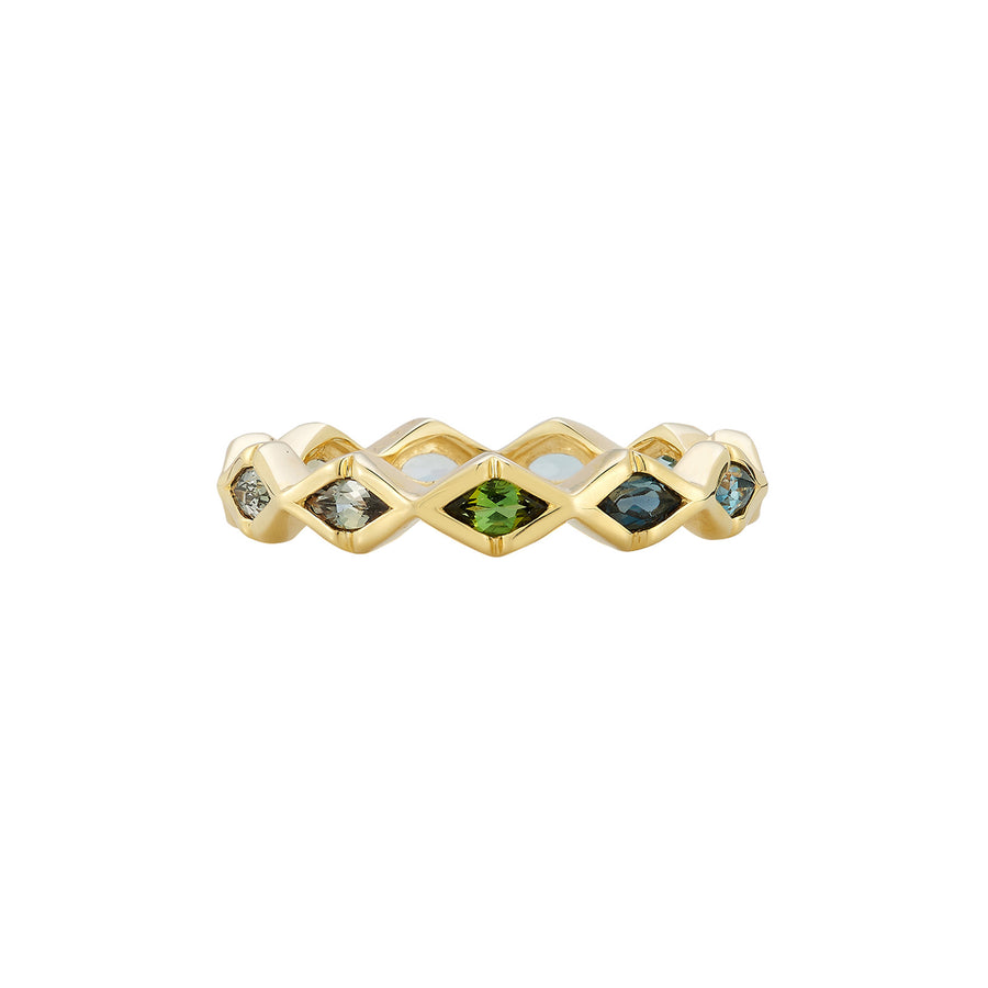 Ark Ecstasy Dreamscapes Stacking Ring - Green Tourmaline - Rings - Broken English Jewelry, front view