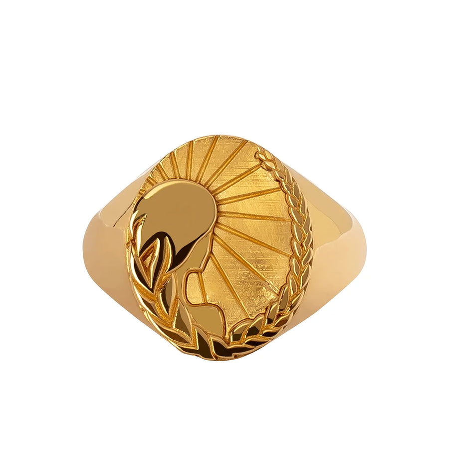 Foundrae Classic Zodiac Signet Ring - Virgo - Rings - Broken English Jewelry front view