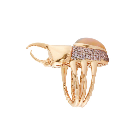 Opal and Lavender Sapphire Ostara Backyard Beetle Ring