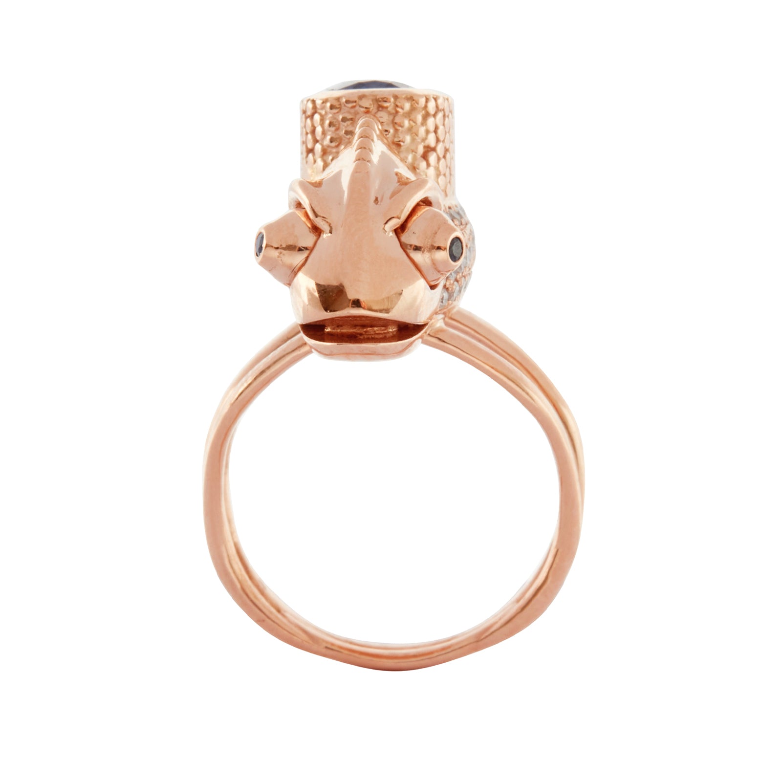 Daniela Villegas Blue Sapphire Baby Chameleon Ring - Rings - Broken English Jewelry front view
