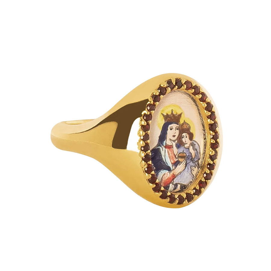 Colette Our Lady of Carme Santos Signet Ring - Rings - Broken English Jewelry angled view
