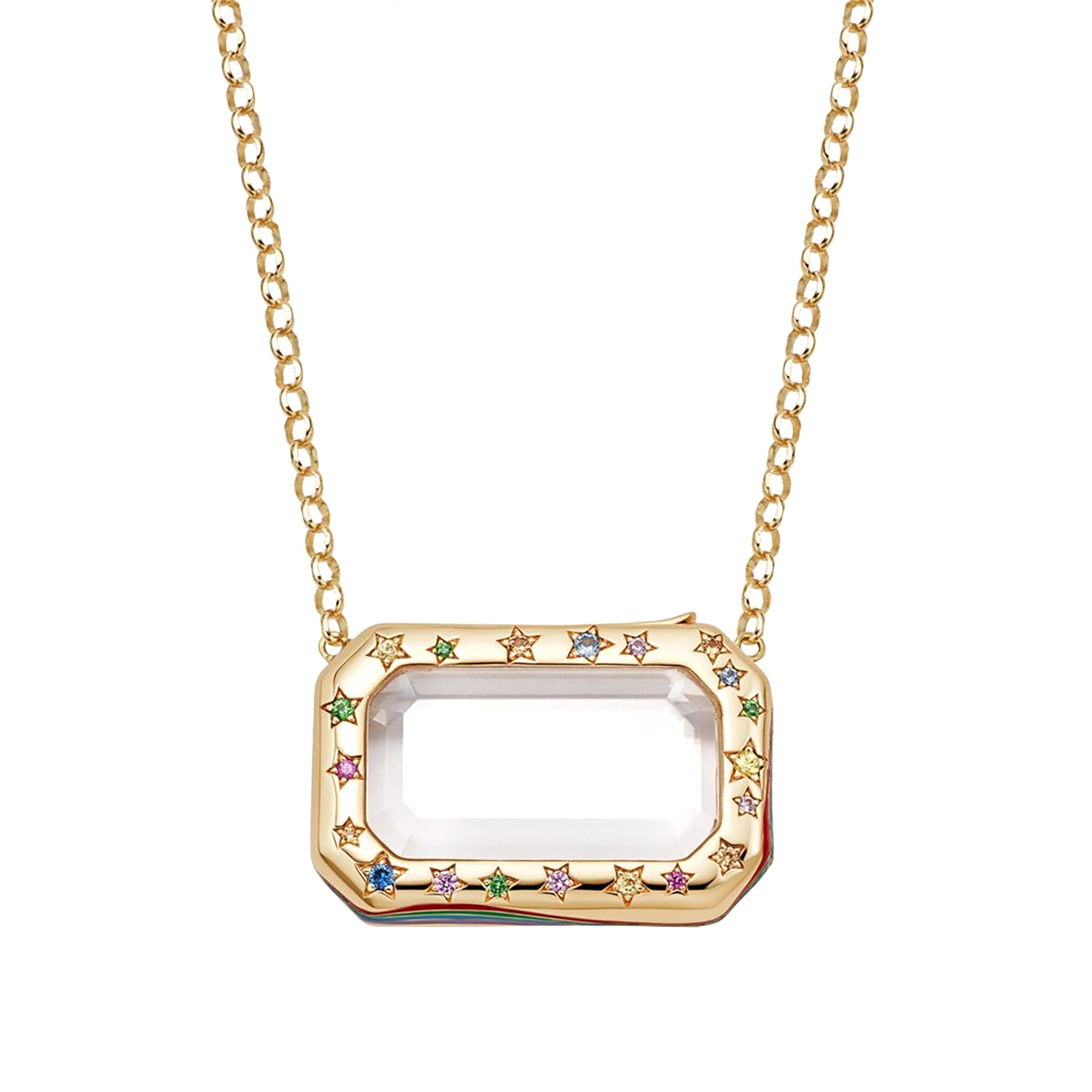 Loquet Rainbow Pillow Locket Necklace, front view