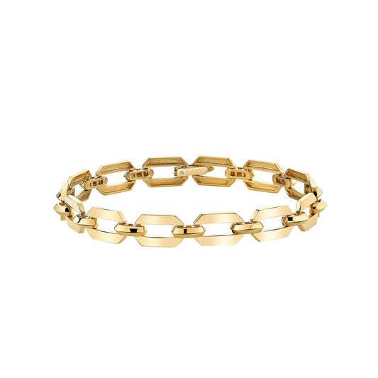 Solid Gold Geo Flat Link Bracelet - Main Img