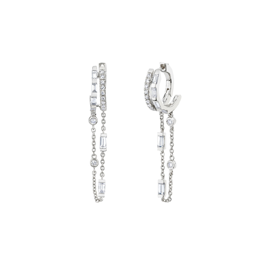 SHAY Double Mixed Diamond Fringe Huggies - Earrings - Broken English Jewelry