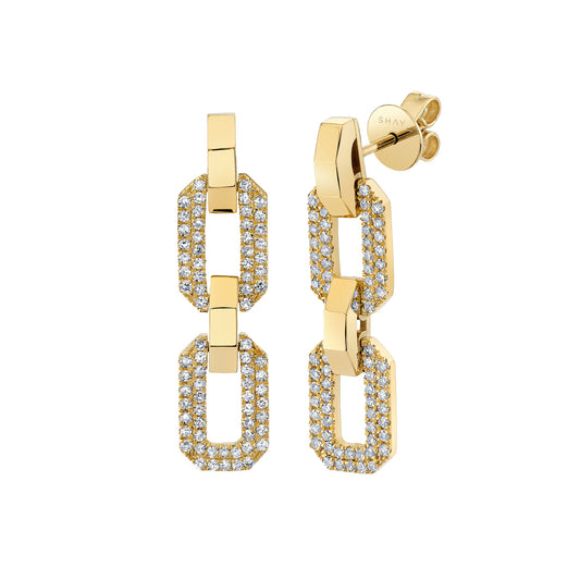 Pave Diamond Geo Flat Link Earrings - Main Img