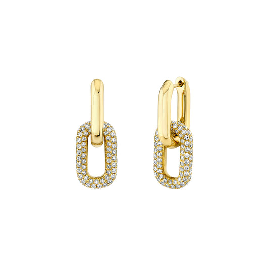 Pave Diamond Mini Cable Link Earrings - Main Img