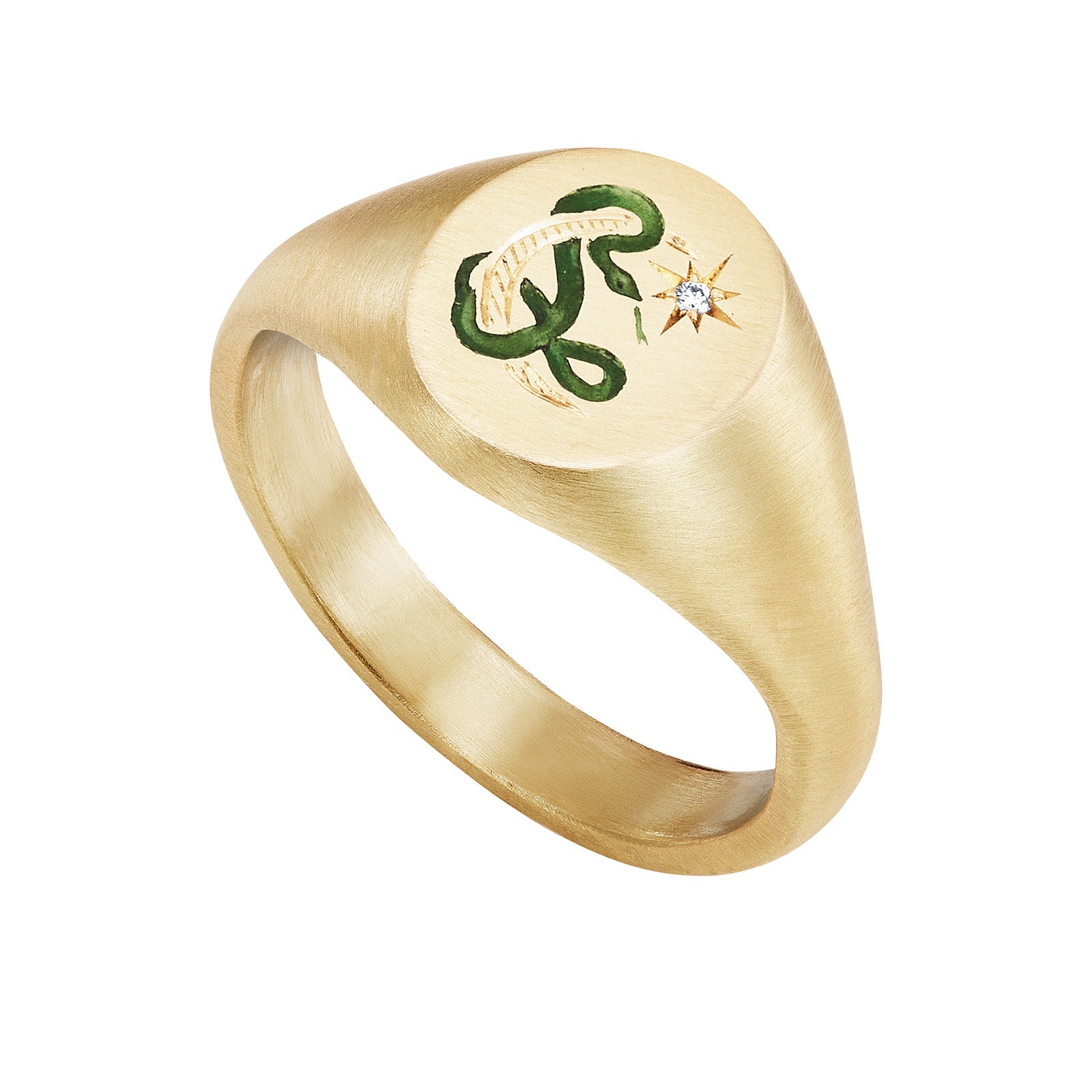 Cece Snake and Moon Ring - Rings - Broken English Jewelry side angled view