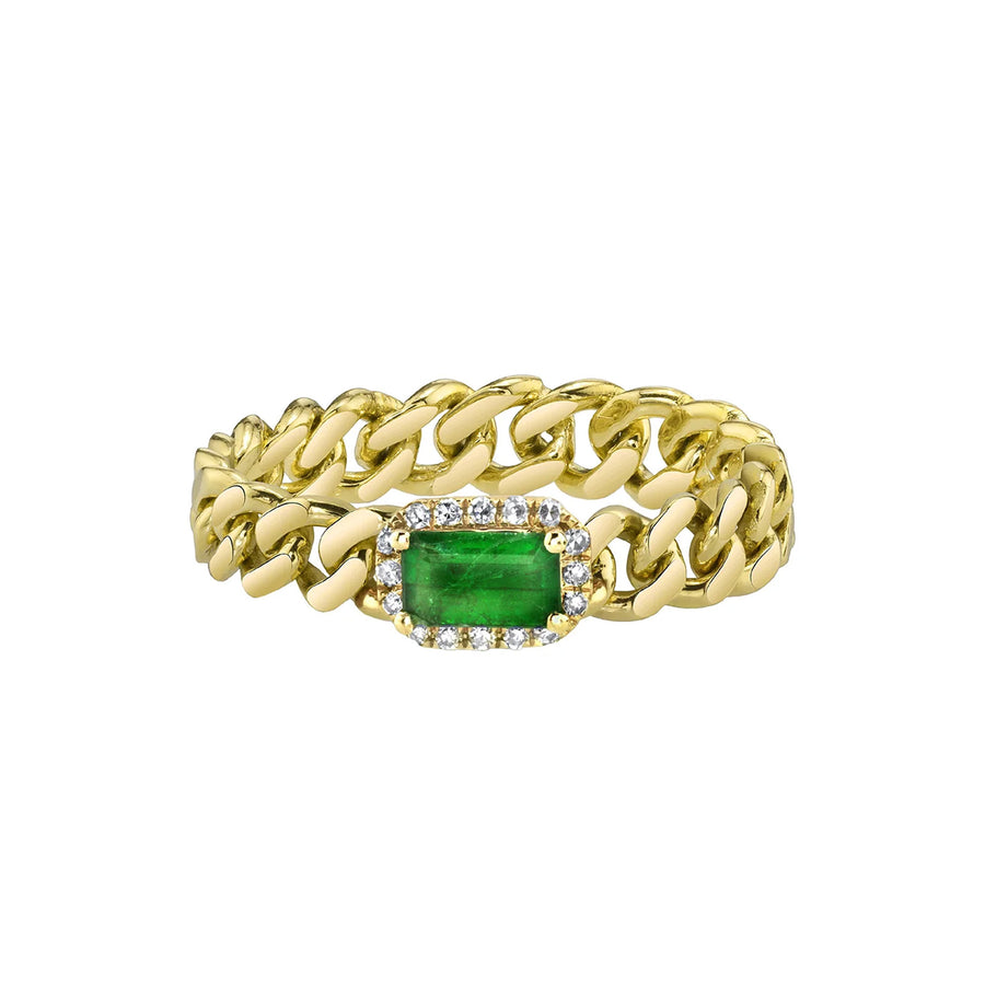 SHAY Rectangle Emerald Baby Link Ring - Yellow Gold - Rings - Broken English Jewelry front view
