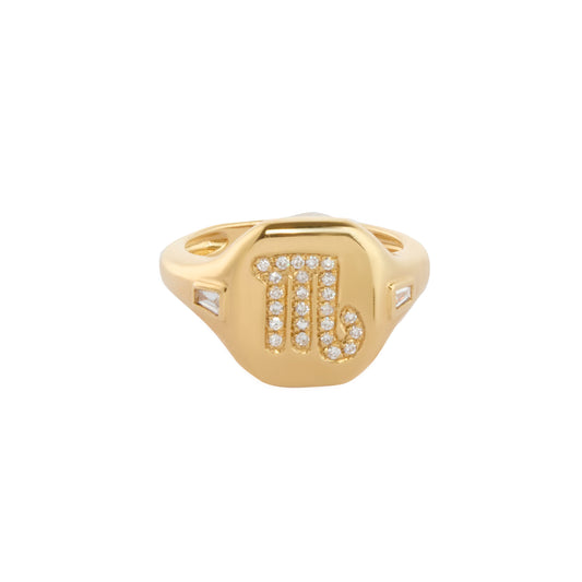 Scorpio Zodiac Pinky Ring with Diamond - Main Img