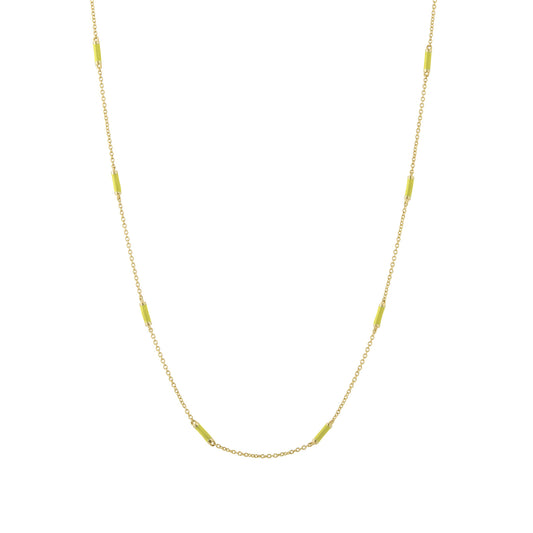 16" Neon Yellow Bar Chain Necklace - Main Img