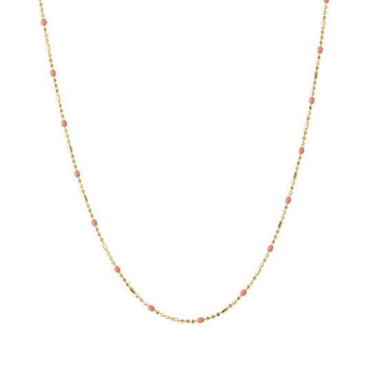 18" Coral Dot Ball Chain Necklace - Main Img