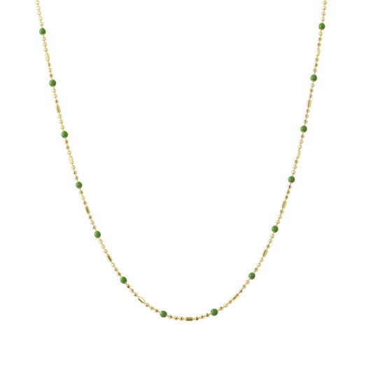 16" Kelly Green Dot Ball Chain Necklace - Main Img