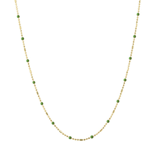 18" Kelly Green Dot Ball Chain Necklace - Main Img