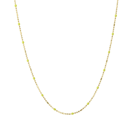 16" Neon Yellow Dot Ball Chain Necklace - Main Img
