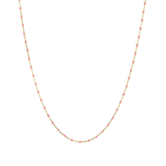 16" Coral Tiny Dot Chain Necklace - Main Img