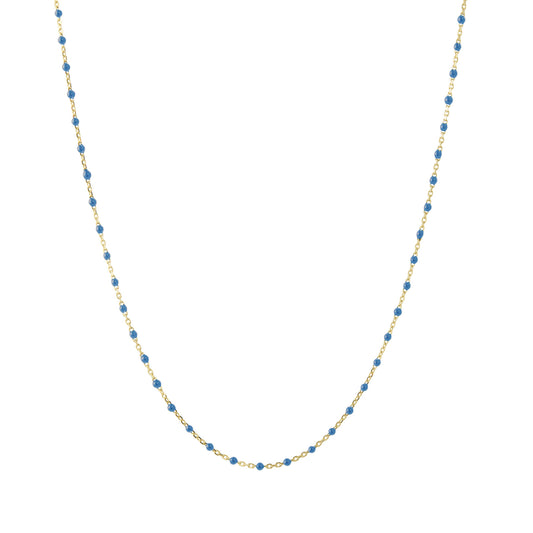 18" Lapis Tiny Dot Chain Necklace - Main Img