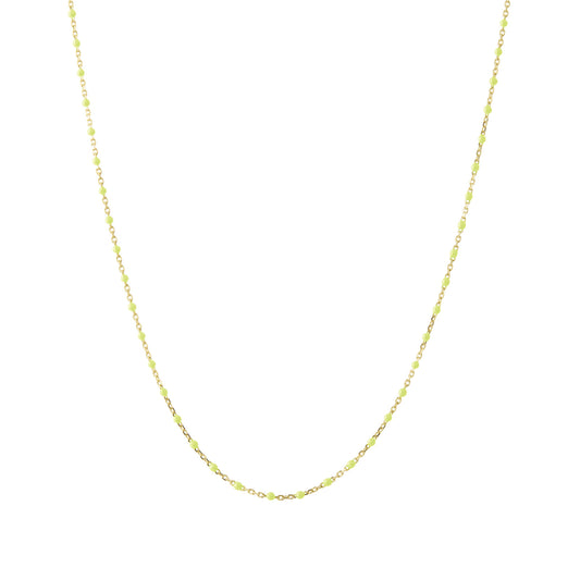 16" Neon Yellow Tiny Dot Chain Necklace - Main Img