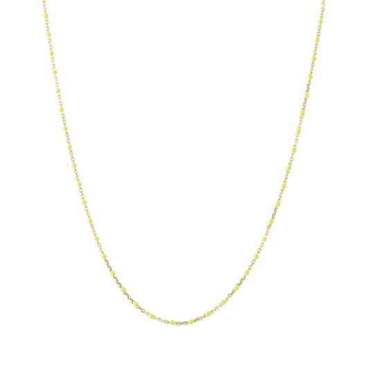 18" Neon Yellow Tiny Dot Chain Necklace - Main Img