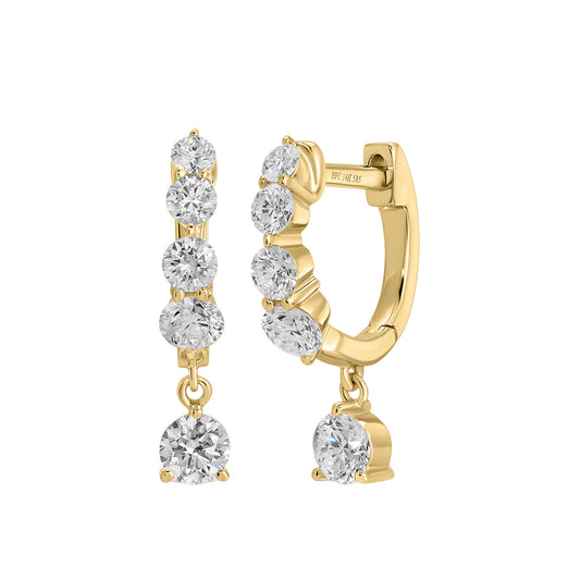 Graduated Drop Mini Huggie Earrings - Main Img