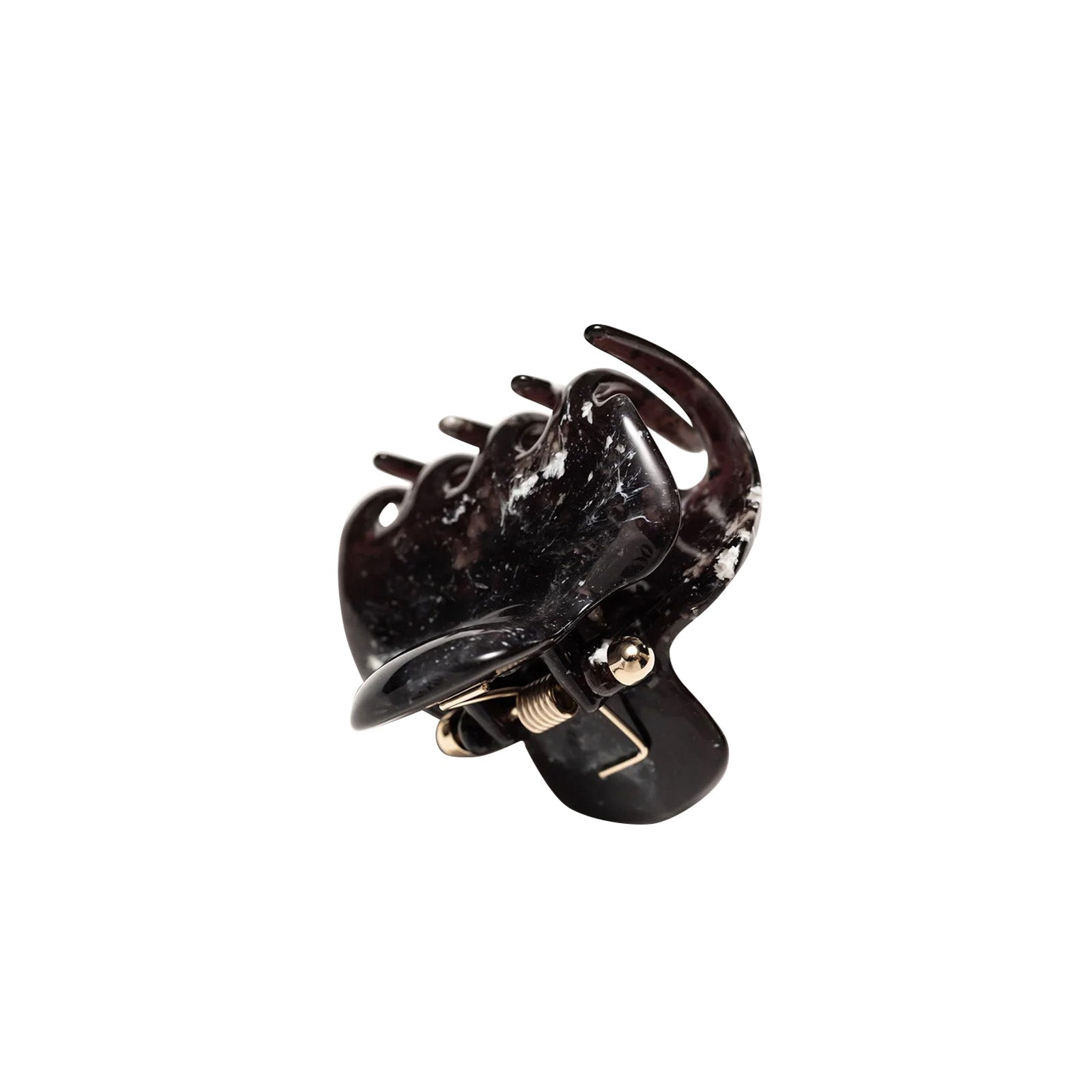 UNDO 2" Claw Clip - Black Marble - Accessories - Broken English Jewelry side angled view