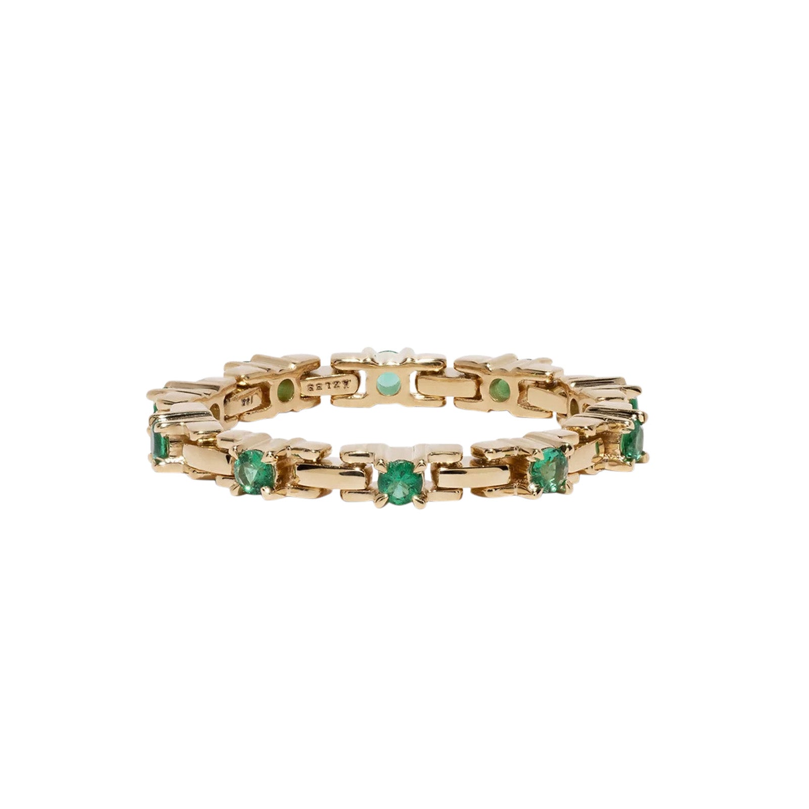 Azlee Small Emerald Pirouette Band - Rings - Broken English Jewelry