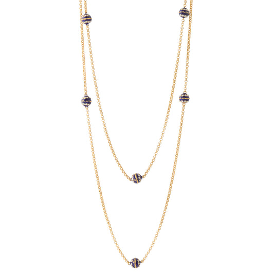 Double Cable Link Chain - White and Blue Enamel - Main Img